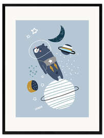 Ingelijste kunstdruk Bear astronaut
