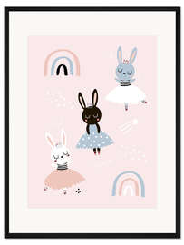 Gerahmter Kunstdruck Prima Hasen-Ballerinas