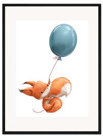 Gerahmter Kunstdruck Eichhörnchen mit Ballon
