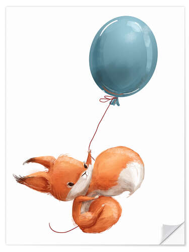 Selvklebende plakat Red squirrel with balloon