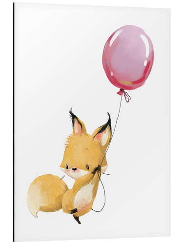 Alubild Fuchs mit Luftballon