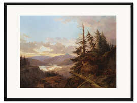 Gerahmter Kunstdruck Norwegische Landschaft im Licht des frühen Morgens