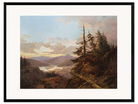 Gerahmter Kunstdruck Norwegische Landschaft im Licht des frühen Morgens