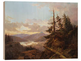 Wood print Norwegian landscape in the early morning light