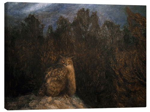 Canvas print The eagle owl deep in the forest