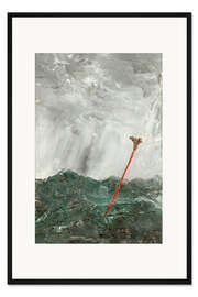 Gerahmter Kunstdruck Stürmische See, roter Stock