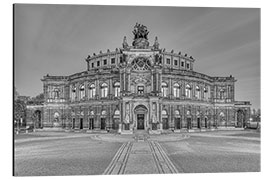 Alubild Semperoper in Dresden schwarz-weiß