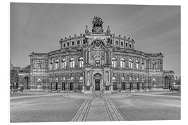 Foam board print Semperoper in Dresden black and white