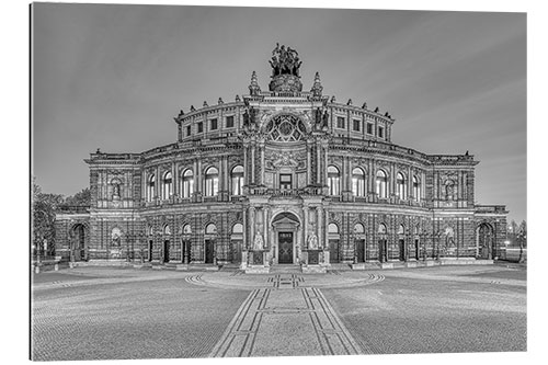 Tableau en plexi-alu Semperoper à Dresde noir et blanc