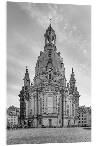 Cuadro de metacrilato Frauenkirche de Dresde en blanco y negro