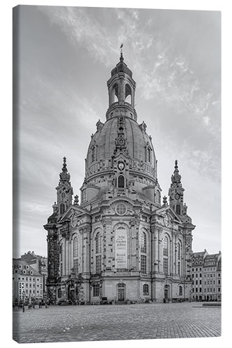 Leinwandbild Frauenkirche in Dresden schwarz weiß