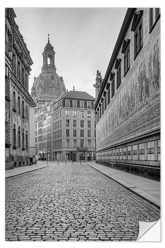 Selvklebende plakat Procession of princes in Dresden black and white