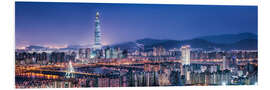 Foam board print Seoul skyline at night with Lotte World Tower