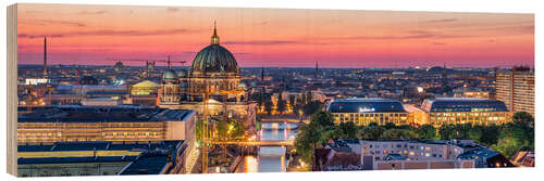 Wood print Berlin skyline with Berlin Cathedral at sunset