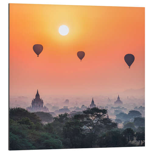 Aluminium print Hot air balloons over the temples of Bagan