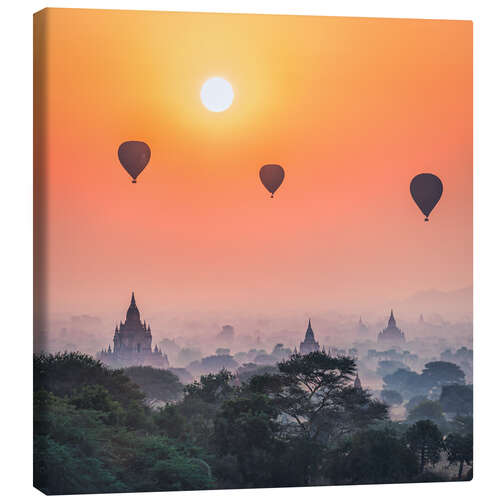 Canvas print Hot air balloons over the temples of Bagan