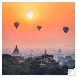 Vinilo para la pared Globos aerostáticos sobre los templos de Bagan