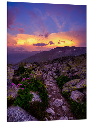 Foam board print Colorful sunset at Furkapass after a thunderstorm