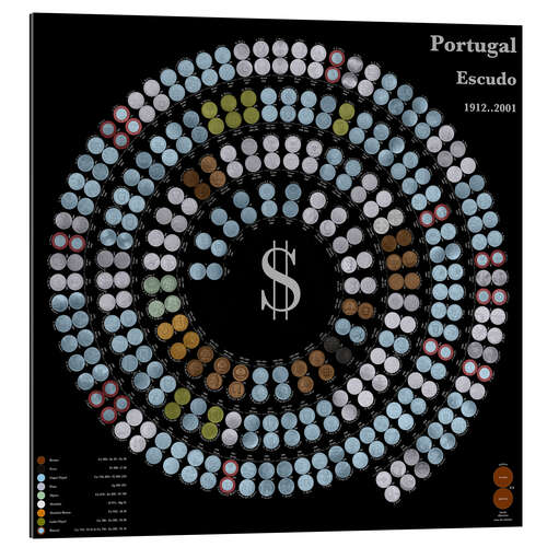 Quadro em plexi-alumínio A Espiral do Escudo: cores metálicas à noite