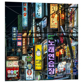 Foam board print Colorful neon signs in the Songpa-gu district in Seoul