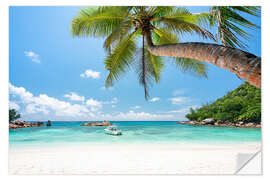 Selvklebende plakat Beach vacation in the Seychelles