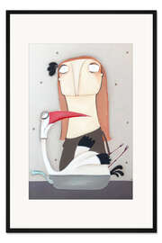 Gerahmter Kunstdruck Liane Markowicz brät sich einen Storch