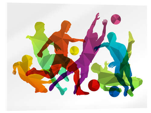 Akrylbilde Soccer Players Colourful Silhouettes I