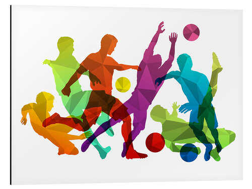 Tableau en aluminium Soccer Players Colourful Silhouettes I