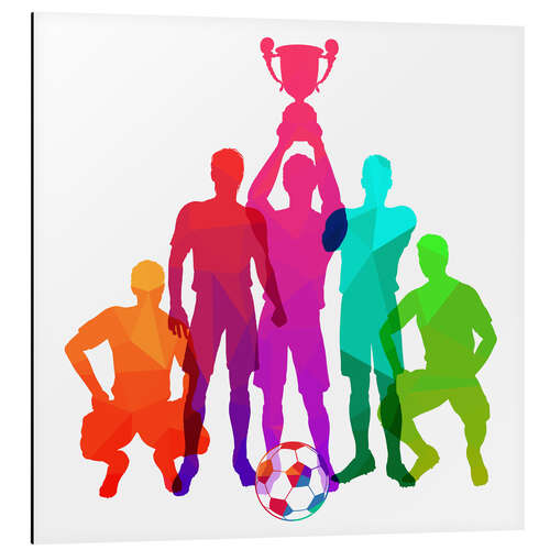 Stampa su alluminio Soccer Players Colourful Silhouettes II