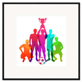 Gerahmter Kunstdruck Fußballspieler, bunte Silhouetten II