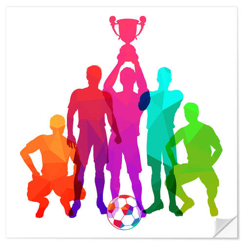Selvklebende plakat Soccer Players Colourful Silhouettes II