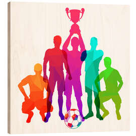 Tableau en bois Soccer Players Colourful Silhouettes II