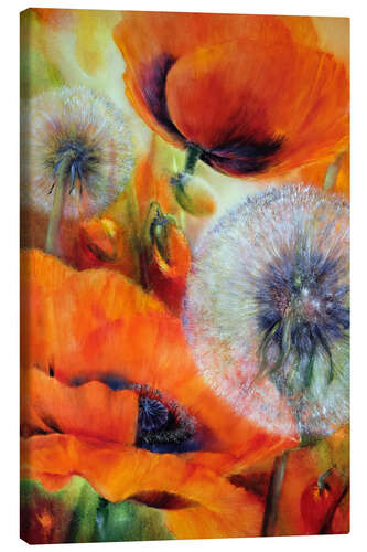 Leinwandbild Mohn und Pusteblumen III