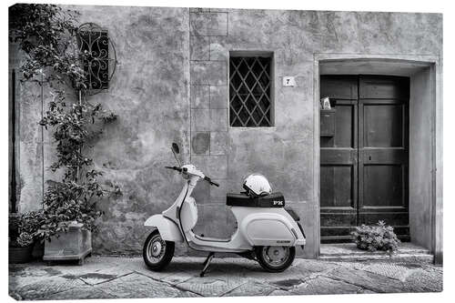 Tableau sur toile Scooter, noir et blanc
