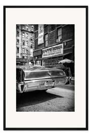 Gerahmter Kunstdruck Schwarzes Manhattan - alter Cadillac