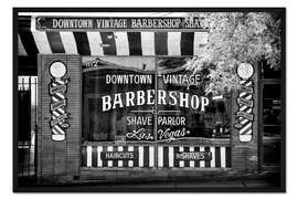 Gerahmter Kunstdruck Schwarzes Nevada - Barbershop Las Vegas