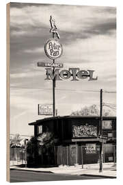 Wood print Black Nevada - Peter Pan Motel Old Vegas