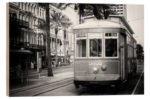 Stampa su legno Black NOLA - Tram New Orleans