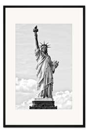 Gerahmter Kunstdruck Schwarzes Manhattan - Freiheitsstatue