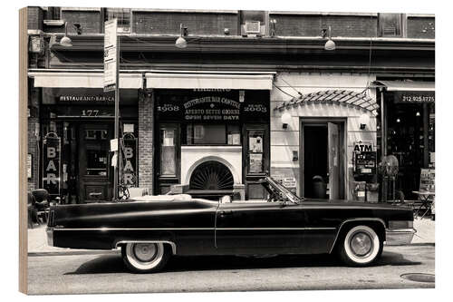 Holzbild Schwarzes Manhattan - Schwarzer Cadillac