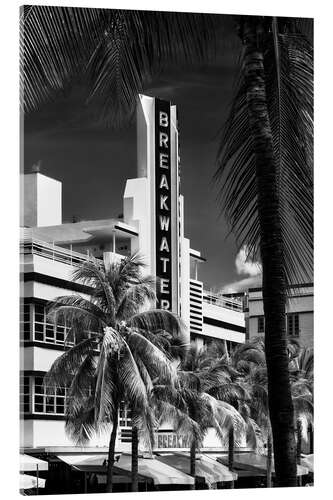 Cuadro de metacrilato Florida negra - Hermoso Art Deco de Miami