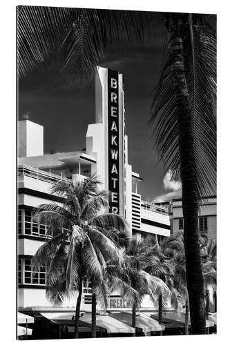 Cuadro de plexi-alu Florida negra - Hermoso Art Deco de Miami