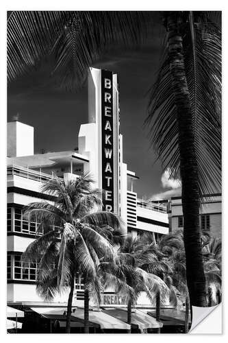 Selvklebende plakat Black Florida - Beautiful Miami Art Deco