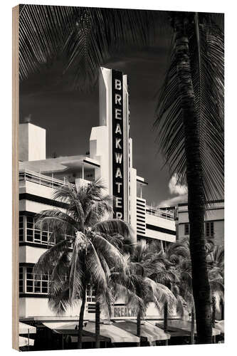 Wood print Black Florida - Beautiful Miami Art Deco