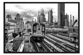 Gerahmter Kunstdruck Schwarzes Manhattan - Linie 7 U-Bahn