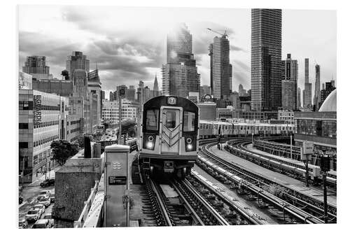 Hartschaumbild Schwarzes Manhattan - Linie 7 U-Bahn