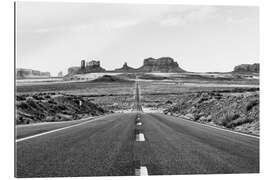 Stampa su plexi-alluminio Arizona nera - Monument Valley Road