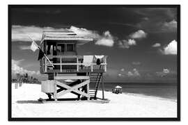 Gerahmter Kunstdruck Schwarzes Florida - Miami Rettungsschwimmerstation