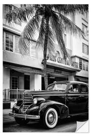 Selvklebende plakat Black Florida - Miami Beach Classic Car