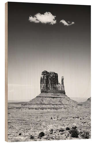 Hout print Black Arizona - Monument Valley West Mitten Butte